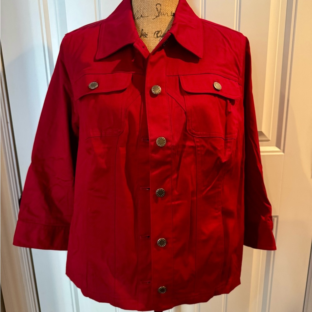 CJ Banks Deep Red Woman’s Jacket in X Size. NWT